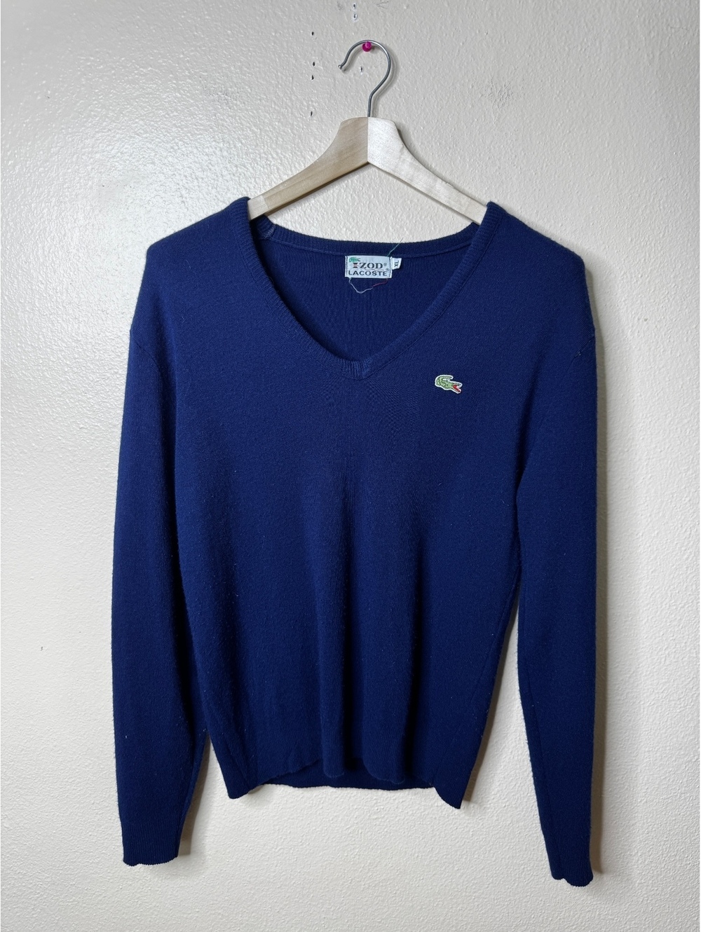 Lacoste Izod Sweater Mens XL Navy Blue V-Neck Vintage Preppy